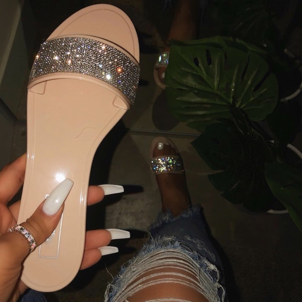 Diamond Jelly Slide Sandals
